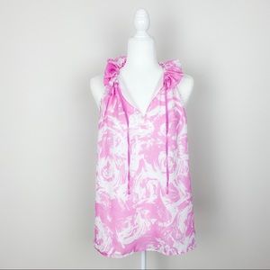 Ann Taylor LOFT Pink Size Extra Large Petites Sleeveless Ruffle Top